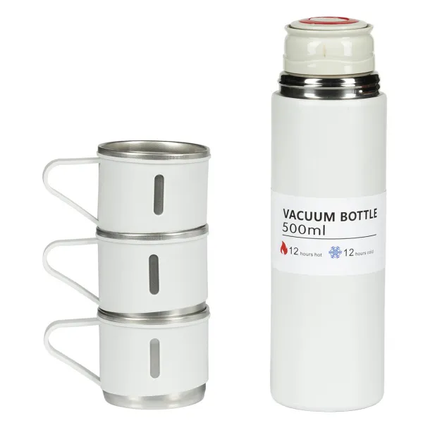 ALFREDO Set vaccum insulated flask and cups, 3/1 - CASTELLI White