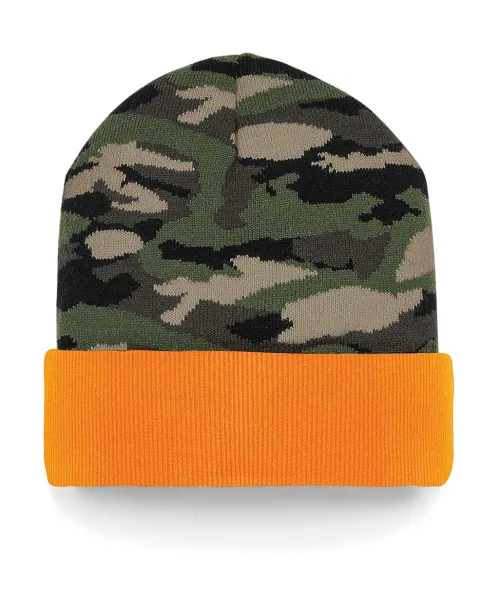  Camo Cuffed Beanie - Beechfield Jungle Camo Narančasta