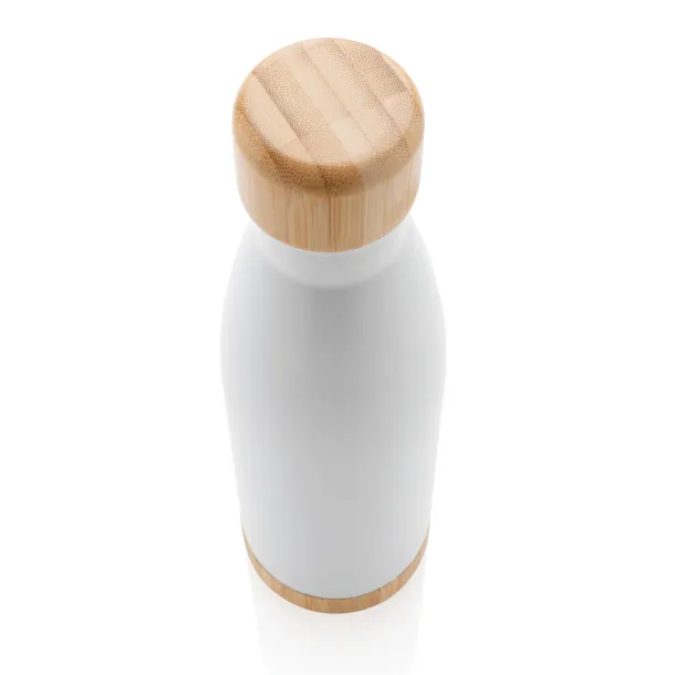  Vacuum stainless steel bottle with bamboo lid and bottom - XD Collection White 