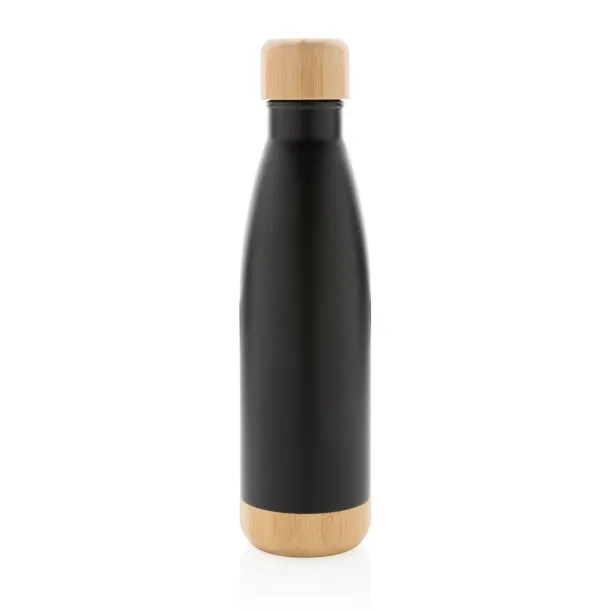  Vakuum boca od nehrđajućeg čelika s poklopcem i dnom od bambusa, 700 ml - XD Collection Crna