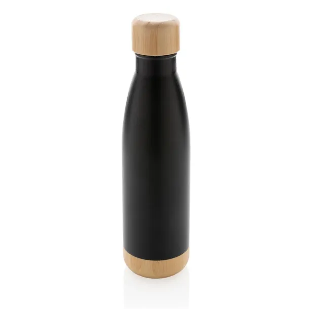  Vakuum boca od nehrđajućeg čelika s poklopcem i dnom od bambusa, 700 ml - XD Collection Crna