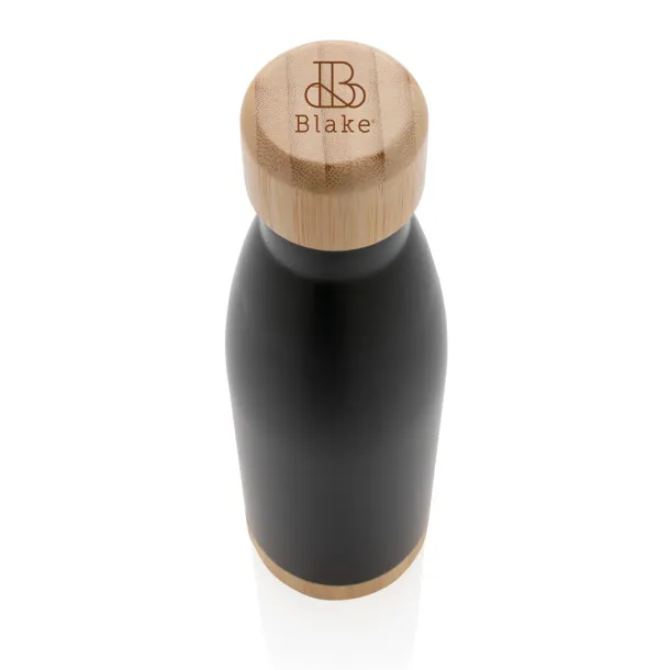  Vakuum boca od nehrđajućeg čelika s poklopcem i dnom od bambusa, 700 ml - XD Collection Crna