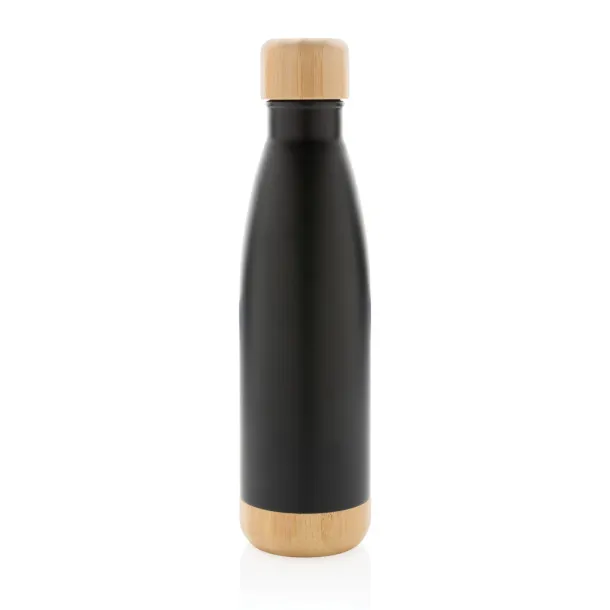  Vakuum boca od nehrđajućeg čelika s poklopcem i dnom od bambusa, 700 ml - XD Collection Crna