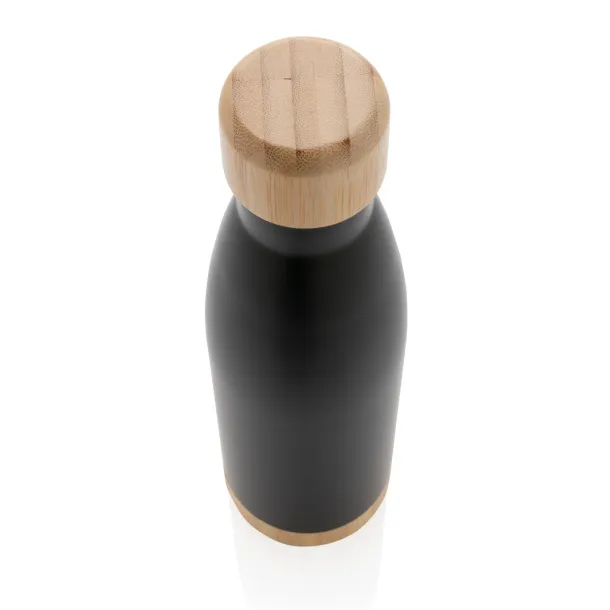  Vakuum boca od nehrđajućeg čelika s poklopcem i dnom od bambusa, 700 ml - XD Collection Crna