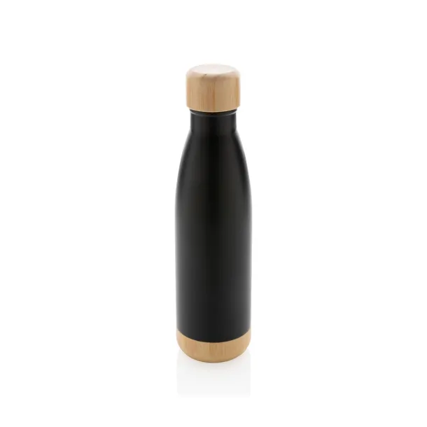  Vakuum boca od nehrđajućeg čelika s poklopcem i dnom od bambusa, 700 ml - XD Collection Crna