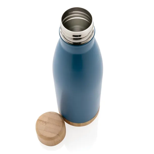  Vacuum stainless steel bottle with bamboo lid and bottom - XD Collection blue 