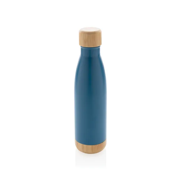  Vacuum stainless steel bottle with bamboo lid and bottom - XD Collection blue 