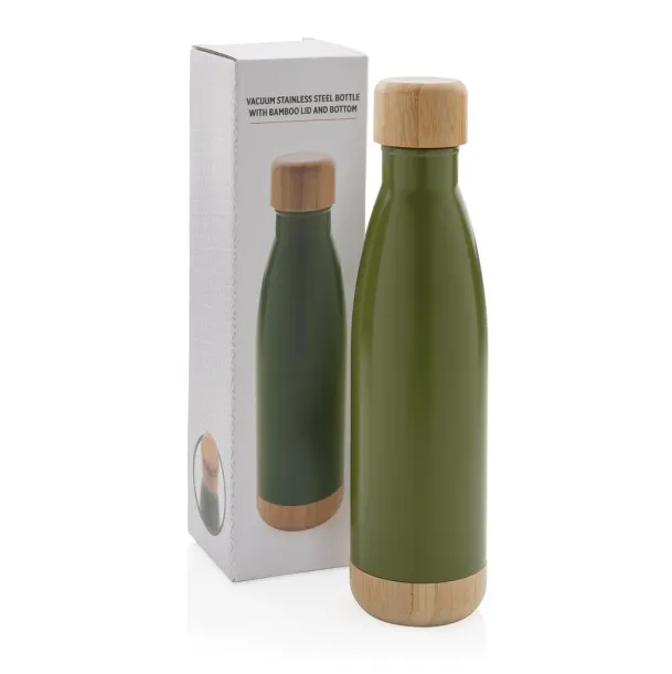  Vacuum stainless steel bottle with bamboo lid and bottom - XD Collection 45533C 