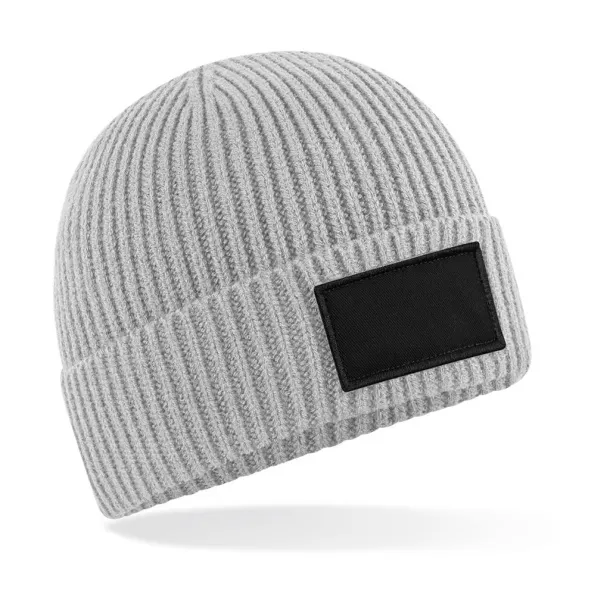  Fashion Patch Beanie - Beechfield Light Grey Black