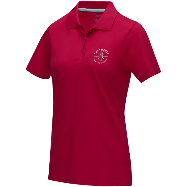 Graphite short sleeve women’s GOTS organic polo - Elevate NXT Red