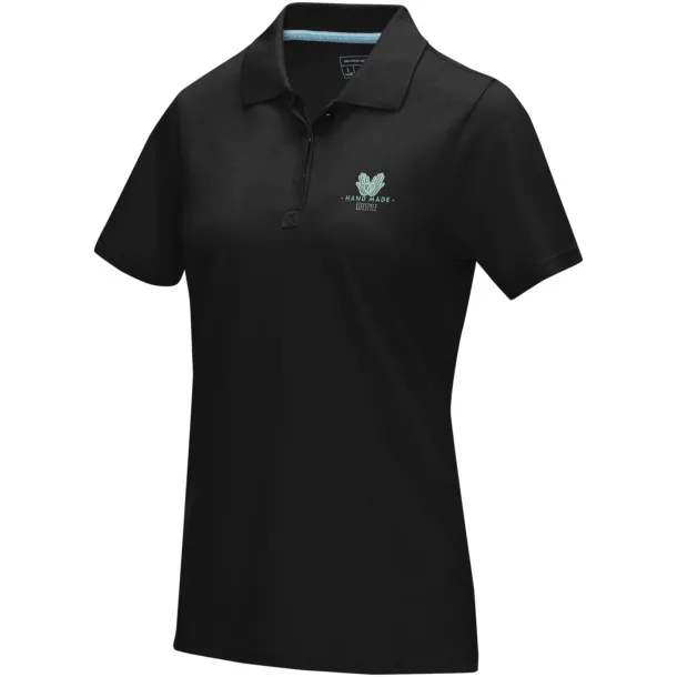 Graphite short sleeve women’s GOTS organic polo - Elevate NXT Solid black