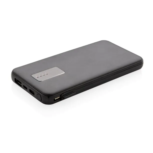  10.000 mAh powerbank with integrated cable Black
