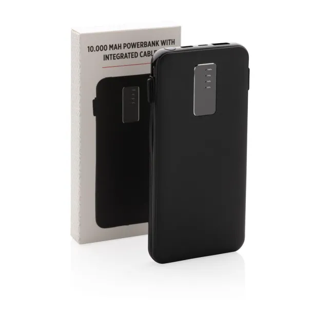 10.000 mAh powerbank with integrated cable Black