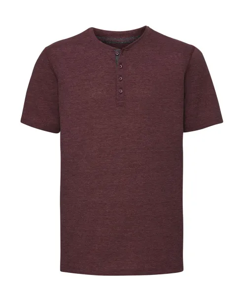  Men's Henley HD T - Russell  Maroon Marl