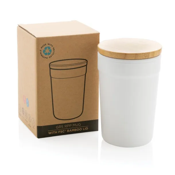  Šalica od GRS RPP-a s FSC® poklopcem od bambusa, 300 ml - XD Collection Bijela