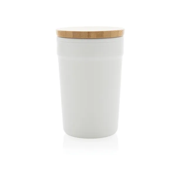  Šalica od GRS RPP-a s FSC® poklopcem od bambusa, 300 ml - XD Collection Bijela