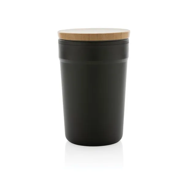  Šalica od GRS RPP-a s FSC® poklopcem od bambusa, 300 ml - XD Collection Crna 