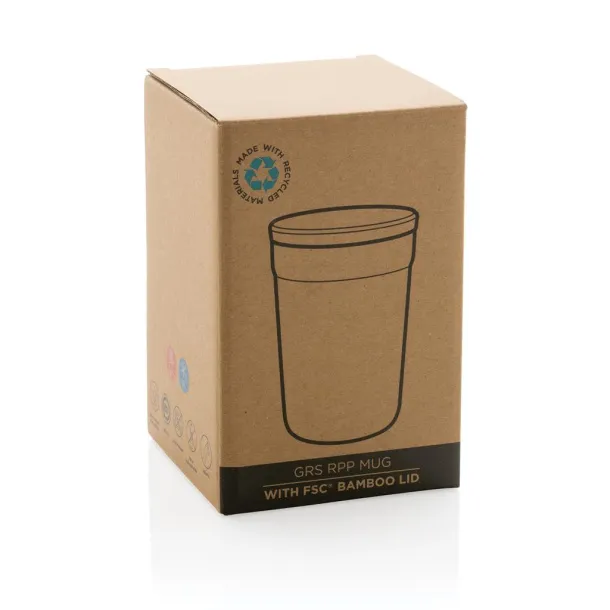  Šalica od GRS RPP-a s FSC® poklopcem od bambusa, 300 ml - XD Collection Crna 