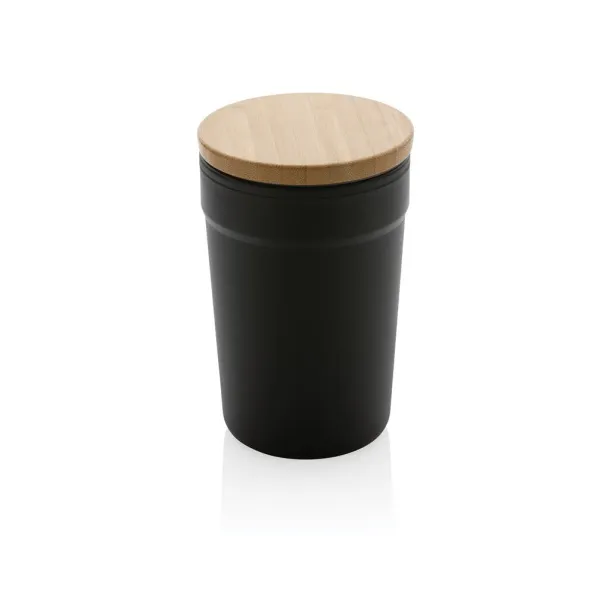  Šalica od GRS RPP-a s FSC® poklopcem od bambusa, 300 ml - XD Collection Crna 