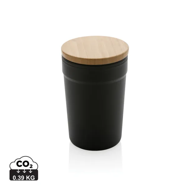  Šalica od GRS RPP-a s FSC® poklopcem od bambusa, 300 ml - XD Collection Crna 
