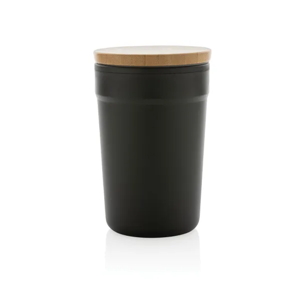  Šalica od GRS RPP-a s FSC® poklopcem od bambusa, 300 ml - XD Collection Crna 