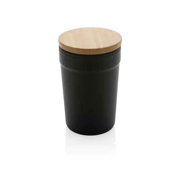  Šalica od GRS RPP-a s FSC® poklopcem od bambusa, 300 ml - XD Collection Crna 