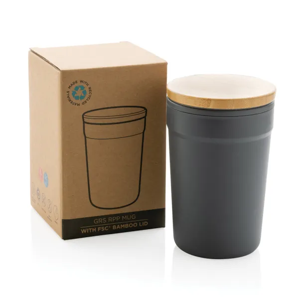  Šalica od GRS RPP-a s FSC® poklopcem od bambusa, 300 ml - XD Collection Siva 