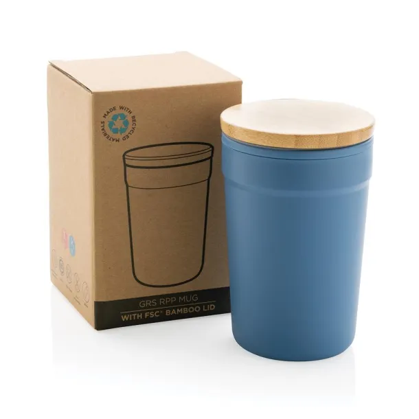  Šalica od GRS RPP-a s FSC® poklopcem od bambusa, 300 ml - XD Collection Plava