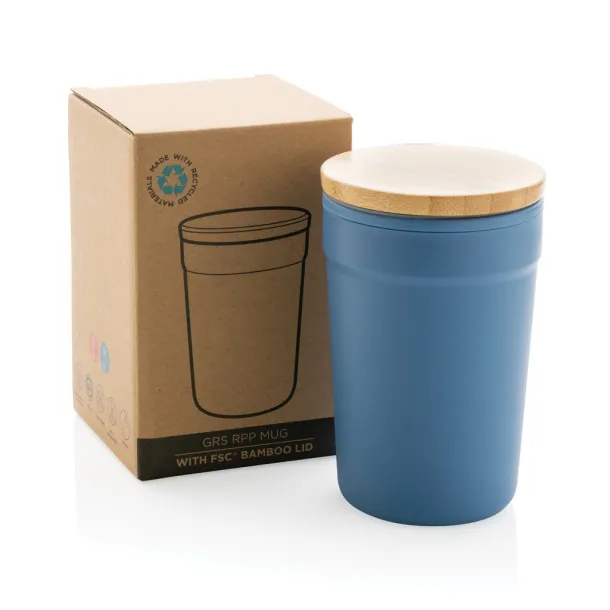  Šalica od GRS RPP-a s FSC® poklopcem od bambusa, 300 ml - XD Collection Plava