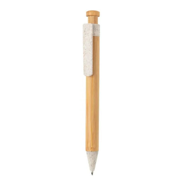  Bamboo pen with wheatstraw clip - XD Collection White 