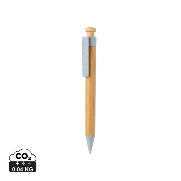  Bamboo pen with wheatstraw clip - XD Collection Blue 