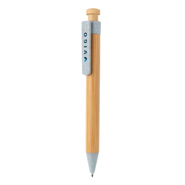  Bamboo pen with wheatstraw clip - XD Collection Blue 