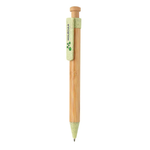  Bamboo pen with wheatstraw clip - XD Collection Green 