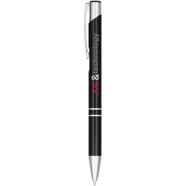 Moneta anodized aluminium click ballpoint pen - Unbranded Solid black