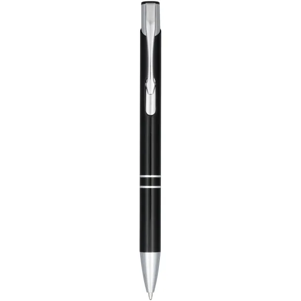 Moneta anodized aluminium click ballpoint pen - Unbranded Solid black