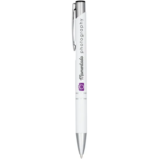 Moneta anodized aluminium click ballpoint pen - Unbranded White