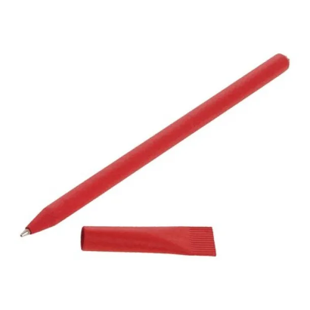  Ball pen made of rolled paper with cap red