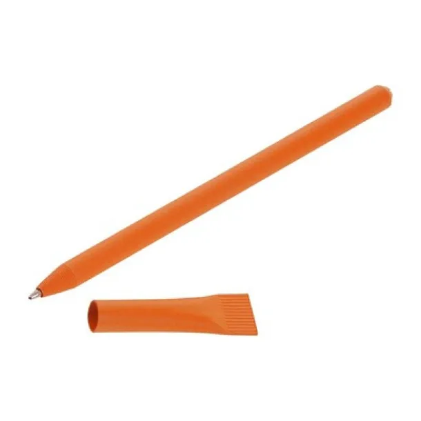  Ball pen made of rolled paper with cap orange