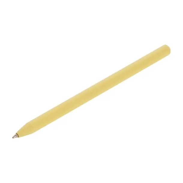  Ball pen made of rolled paper with cap yellow