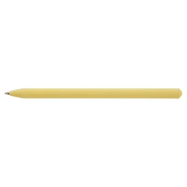  Ball pen made of rolled paper with cap yellow