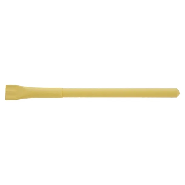  Ball pen made of rolled paper with cap yellow