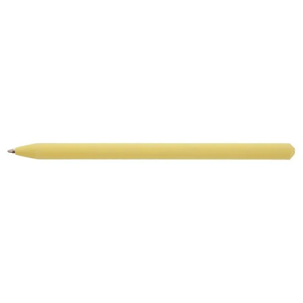  Ball pen made of rolled paper with cap yellow