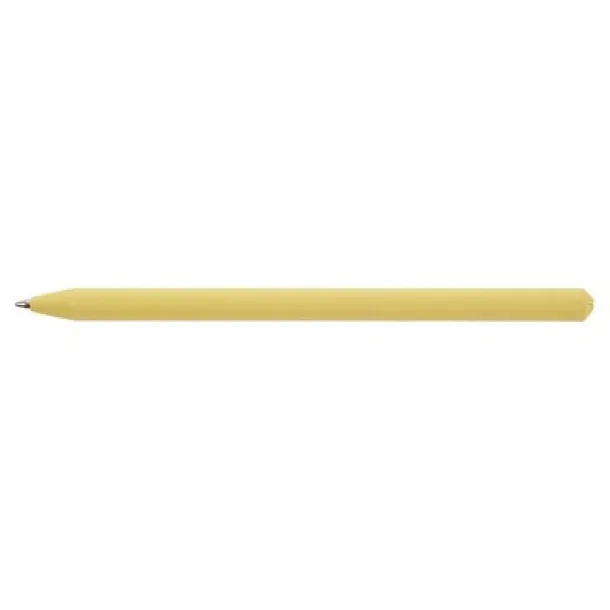  Ball pen made of rolled paper with cap yellow