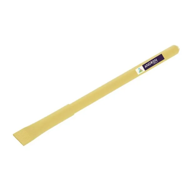  Ball pen made of rolled paper with cap yellow