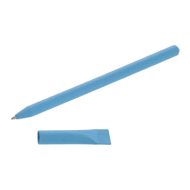  Ball pen made of rolled paper with cap blue