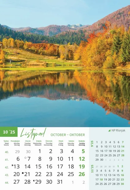  "NACIONALNI PARKOVI HRVATSKE" color kalendar Color