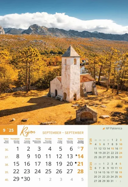  "NACIONALNI PARKOVI HRVATSKE" color calendar Color