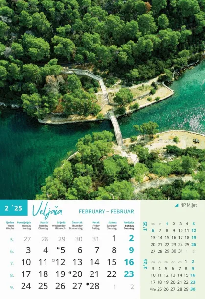  "NACIONALNI PARKOVI HRVATSKE" color kalendar Color