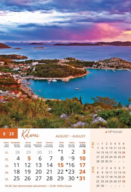  "NACIONALNI PARKOVI HRVATSKE" color kalendar Color