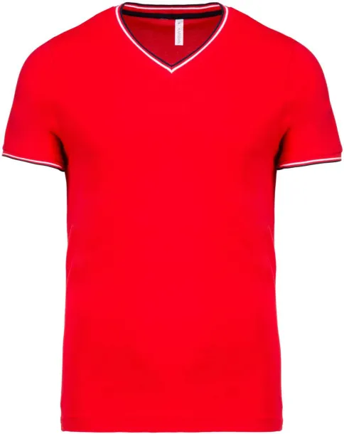  MEN'S PIQUÉ KNIT V-NECK T-SHIRT - 170 g/m² - Kariban Red Navy